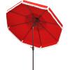 SAFAVIEH 9ft Outdoor Patio Umbrella, Round, Double Top, Milan Fringe, Red & White, Crank, Button Tilt, UV Resistant for Deck, Backyard, Poolside (PAT8208E)(Red)