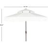 SAFAVIEH 9ft Outdoor Patio Umbrella, Round, Double Top, Milan Fringe, Red & White, Crank, Button Tilt, UV Resistant for Deck, Backyard, Poolside (PAT8208E)(White)