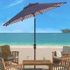 SAFAVIEH Outdoor Athens 11-Foot Round Crank UV Protected Umbrella(Navy/White)