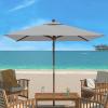 SAFAVIEH Outdoor Collection 7.5FT Square Wooden Pulley Market Umbrella(Gray)