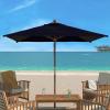 SAFAVIEH Outdoor Collection 7.5FT Square Wooden Pulley Market Umbrella(Navy)