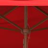 SAFAVIEH Outdoor Collection 7.5FT Square Wooden Pulley Market Umbrella(Red)
