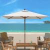 SAFAVIEH Outdoor Collection 7.5FT Square Wooden Pulley Market Umbrella(White)