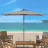 SAFAVIEH Outdoor Collection Aklin 6.5FT x 10FT Rectangle Wooden Pulley Market Umbrella (No Tilt)(Gray)