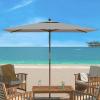 SAFAVIEH Outdoor Collection Aklin 6.5FT x 10FT Rectangle Wooden Pulley Market Umbrella (No Tilt)(Gray)