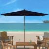 SAFAVIEH Outdoor Collection Aklin 6.5FT x 10FT Rectangle Wooden Pulley Market Umbrella (No Tilt)(Navy)