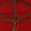 SAFAVIEH Outdoor Collection Aklin 6.5FT x 10FT Rectangle Wooden Pulley Market Umbrella (No Tilt)(Red)