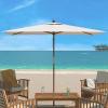 SAFAVIEH Outdoor Collection Aklin 6.5FT x 10FT Rectangle Wooden Pulley Market Umbrella (No Tilt)(White)