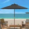SAFAVIEH Outdoor Collection Cannes White 11-Foot Wooden Pulley Market Umbrella(Gray)