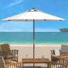 SAFAVIEH Outdoor Collection Cannes White 11-Foot Wooden Pulley Market Umbrella(Ivory)