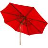 SAFAVIEH Outdoor Collection Cannes White 11-Foot Wooden Pulley Market Umbrella(Red)