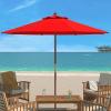 SAFAVIEH Outdoor Collection Cannes White 11-Foot Wooden Pulley Market Umbrella(Red)