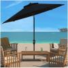 SAFAVIEH Outdoor Collection Herla Auto Tilt Market Umbrella(Black)