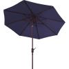 SAFAVIEH Outdoor Collection Herla Auto Tilt Market Umbrella(Navy)
