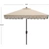 Safavieh Outdoor Elegant Valance White and Black 7’6″ Square UV Protected Umbrella, White/Black(Beige/White)