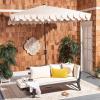 Safavieh Outdoor Elegant Valance White and Black 7’6″ Square UV Protected Umbrella, White/Black(Beige/White)