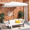 Safavieh Outdoor Elegant Valance White and Black 7’6″ Square UV Protected Umbrella, White/Black(Ivory/Black)