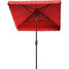 Safavieh Outdoor Elegant Valance White and Black 7’6″ Square UV Protected Umbrella, White/Black(Red)