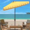 Safavieh Outdoor Elegant Valance White and Black 7’6″ Square UV Protected Umbrella, White/Black(Yellow)
