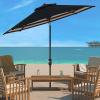 Safavieh PAT8007A Collection Athens Inside Out Striped 9Ft Crank Outdoor Auto Tilt Umbrella(Black)
