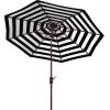 Safavieh PAT8007A Collection Athens Inside Out Striped 9Ft Crank Outdoor Auto Tilt Umbrella(Black)