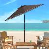 Safavieh PAT8007A Collection Athens Inside Out Striped 9Ft Crank Outdoor Auto Tilt Umbrella(Brown)