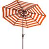 Safavieh PAT8007A Collection Athens Inside Out Striped 9Ft Crank Outdoor Auto Tilt Umbrella(Orange)