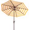 Safavieh PAT8007A Collection Athens Inside Out Striped 9Ft Crank Outdoor Auto Tilt Umbrella(Yellow)