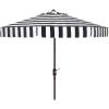 SAFAVIEH 11ft Outdoor Patio Umbrella, Round, Else Collection, Black & White, Auto Crank Tilt, UV Resistant for Deck, Backyard, Poolside (PAT8103A)(Black / White)