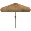 SAFAVIEH 11ft Outdoor Patio Umbrella, Round, Tiki Collection, Tropical Brown, Crank, No Tilt, for Deck, Backyard, Poolside (PAT8112A)