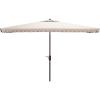 SAFAVIEH 6.5x10ft Outdoor Patio Umbrella, Rectangular, Valance, Red & White Trim, Auto Crank Tilt, UV Resistant for Deck, Backyard, Poolside (PAT8306D)(Beige / White)