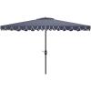 SAFAVIEH 6.5x10ft Outdoor Patio Umbrella, Rectangular, Valance, Red & White Trim, Auto Crank Tilt, UV Resistant for Deck, Backyard, Poolside (PAT8306D)(Navy / White)