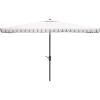 SAFAVIEH 6.5x10ft Outdoor Patio Umbrella, Rectangular, Valance, Red & White Trim, Auto Crank Tilt, UV Resistant for Deck, Backyard, Poolside (PAT8306D)(White / Black)