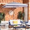 SAFAVIEH 7.5ft Outdoor Patio Umbrella, Square, Elsa Collection, Black & White Stripe, Auto Crank Tilt, UV Resistant for Deck, Backyard, Poolside (PAT8403A)(Navy / White)