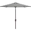 SAFAVIEH 7.5ft Outdoor Patio Umbrella, Square, Iris Collection, Navy & White Stripe, Auto Crank Tilt, UV Resistant for Deck, Backyard, Poolside (PAT8404B)(Black / White)