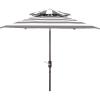 SAFAVIEH 9ft Outdoor Patio Umbrella, Double Top, Iris Collection, Grey & White Stripe, Auto Crank Tilt, UV Resistant for Deck, Backyard, Poolside (PAT8204D)(Grey / White)