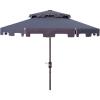 SAFAVIEH 9ft Outdoor Patio Umbrella, Double Top, Zimmerman Collection, Black & White, Crank, Button Tilt, UV Resistant for Deck, Backyard, Poolside (PAT8200H)(Navy/White)