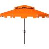 SAFAVIEH 9ft Outdoor Patio Umbrella, Double Top, Zimmerman Collection, Black & White, Crank, Button Tilt, UV Resistant for Deck, Backyard, Poolside (PAT8200H)(Orange/White)