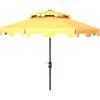 SAFAVIEH 9ft Outdoor Patio Umbrella, Double Top, Zimmerman Collection, Black & White, Crank, Button Tilt, UV Resistant for Deck, Backyard, Poolside (PAT8200H)(Yellow/White)