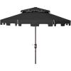 SAFAVIEH 9ft Outdoor Patio Umbrella, Double Top, Zimmerman Collection, Black & White, Crank, Button Tilt, UV Resistant for Deck, Backyard, Poolside (PAT8200H)(Black/White)