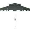 SAFAVIEH 9ft Outdoor Patio Umbrella, Double Top, Zimmerman Collection, Black & White, Crank, Button Tilt, UV Resistant for Deck, Backyard, Poolside (PAT8200H)(Dark Green)