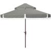 SAFAVIEH 9ft Outdoor Patio Umbrella, Round, Double Top, Milan Fringe, Red & White, Crank, Button Tilt, UV Resistant for Deck, Backyard, Poolside (PAT8208E)(Gray)