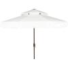 SAFAVIEH 9ft Outdoor Patio Umbrella, Round, Double Top, Milan Fringe, Red & White, Crank, Button Tilt, UV Resistant for Deck, Backyard, Poolside (PAT8208E)(White)