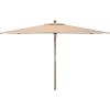 SAFAVIEH Outdoor Collection Aklin 6.5FT x 10FT Rectangle Wooden Pulley Market Umbrella (No Tilt)(Beige)