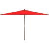 SAFAVIEH Outdoor Collection Aklin 6.5FT x 10FT Rectangle Wooden Pulley Market Umbrella (No Tilt)(Red)