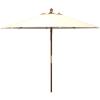 SAFAVIEH Outdoor Collection Cannes White 11-Foot Wooden Pulley Market Umbrella(Beige)
