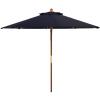 SAFAVIEH Outdoor Collection Cannes White 11-Foot Wooden Pulley Market Umbrella(Navy)