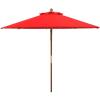 SAFAVIEH Outdoor Collection Cannes White 11-Foot Wooden Pulley Market Umbrella(Red)