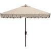 Safavieh Outdoor Elegant Valance White and Black 7’6″ Square UV Protected Umbrella, White/Black(Beige/White)