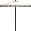 Safavieh Outdoor Elegant Valance White and Black 7’6″ Square UV Protected Umbrella, White/Black(Ivory/Black)